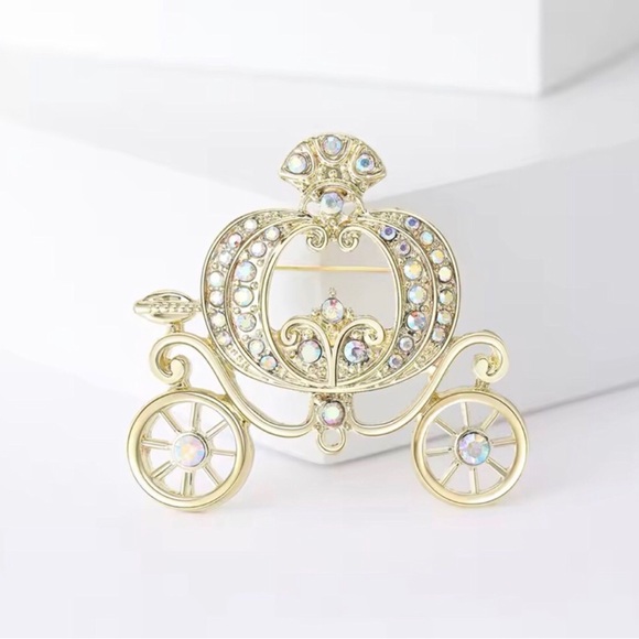 Jewelry - Gold-tone Jeweled Carriage Brooch